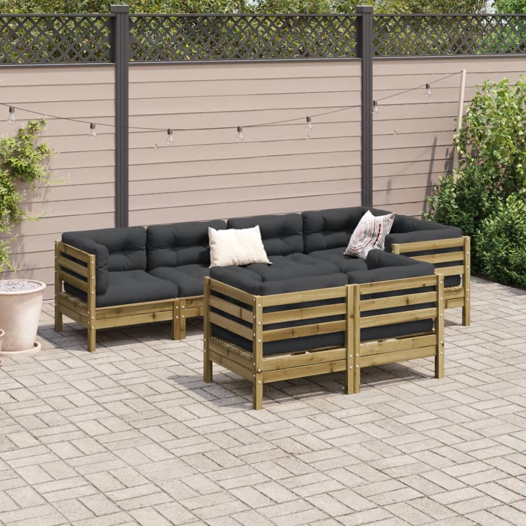 7-delige Loungeset met kussens geïmpregneerd grenenhout is nu te koop bij PeponiXL, paradijselijk wonen!