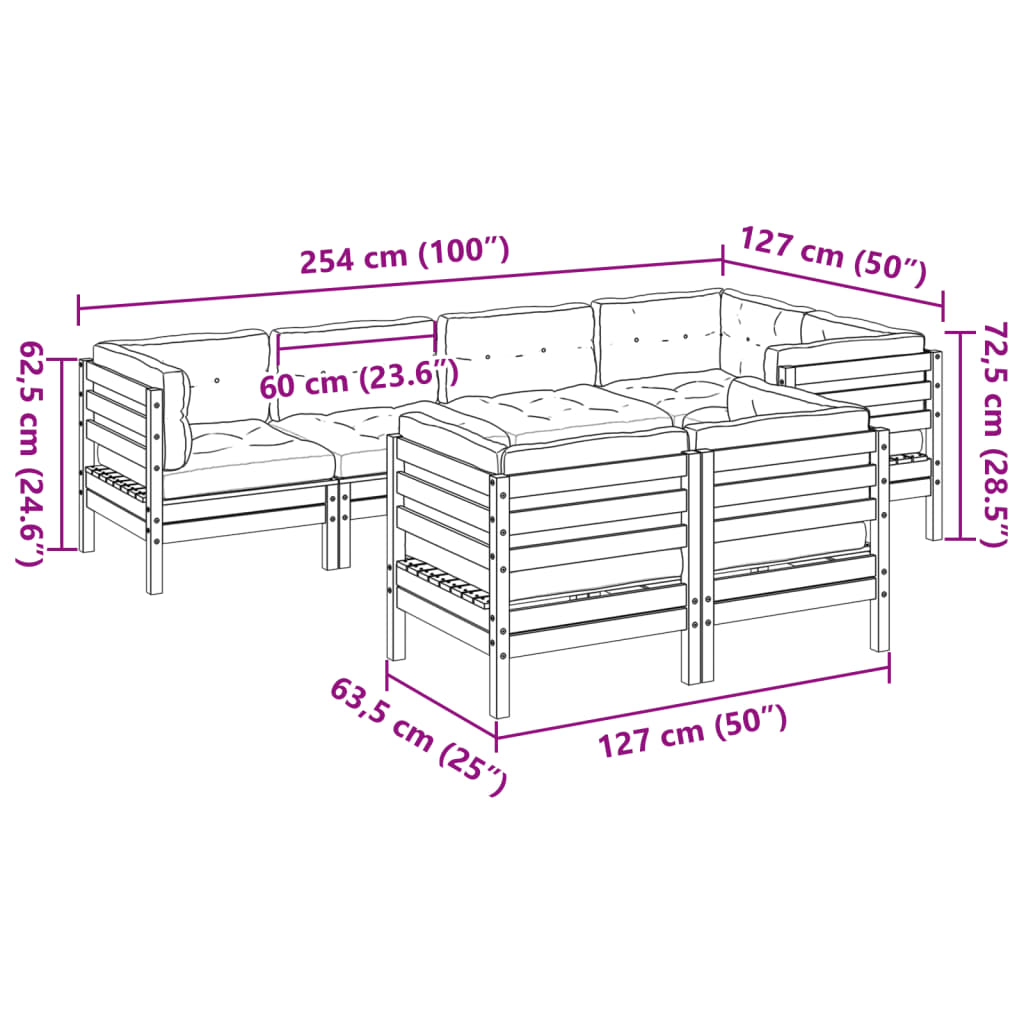 7-delige Loungeset met kussens geïmpregneerd grenenhout is nu te koop bij PeponiXL, paradijselijk wonen!