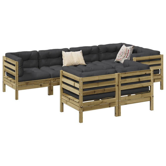 7-delige Loungeset met kussens geïmpregneerd grenenhout is nu te koop bij PeponiXL, paradijselijk wonen!