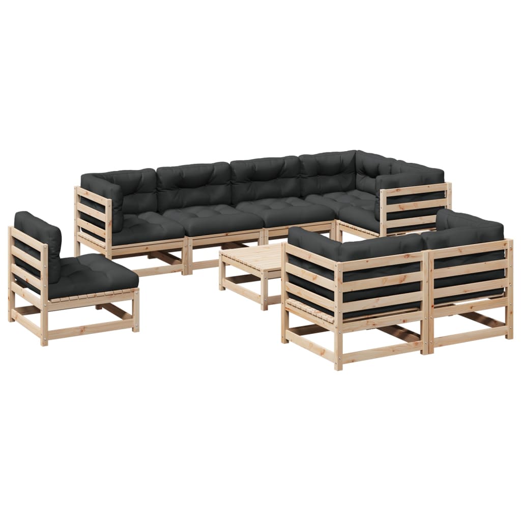 9-delige Loungeset met kussens massief grenenhout is nu te koop bij PeponiXL, paradijselijk wonen!