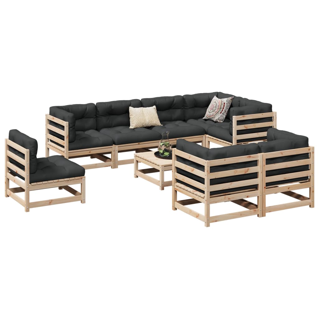 9-delige Loungeset met kussens massief grenenhout is nu te koop bij PeponiXL, paradijselijk wonen!