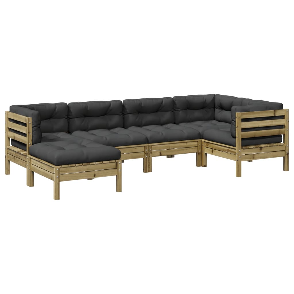 6-delige Loungeset met kussens geïmpregneerd grenenhout is nu te koop bij PeponiXL, paradijselijk wonen!