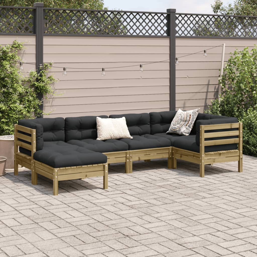 6-delige Loungeset met kussens geïmpregneerd grenenhout is nu te koop bij PeponiXL, paradijselijk wonen!