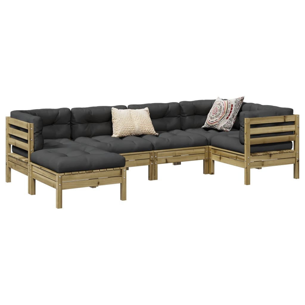 6-delige Loungeset met kussens geïmpregneerd grenenhout is nu te koop bij PeponiXL, paradijselijk wonen!