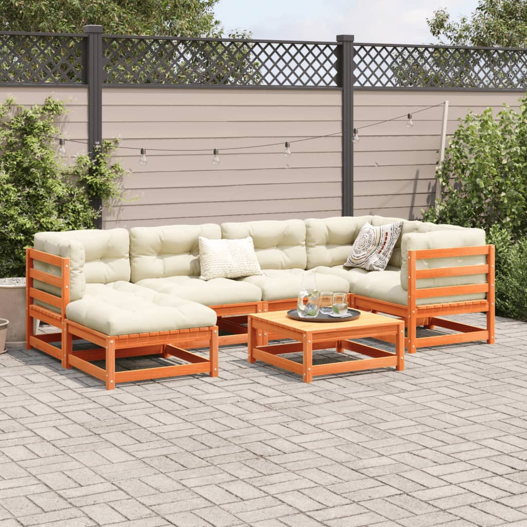 7-delige Loungeset met kussens massief grenenhout wasbruin is nu te koop bij PeponiXL, paradijselijk wonen!