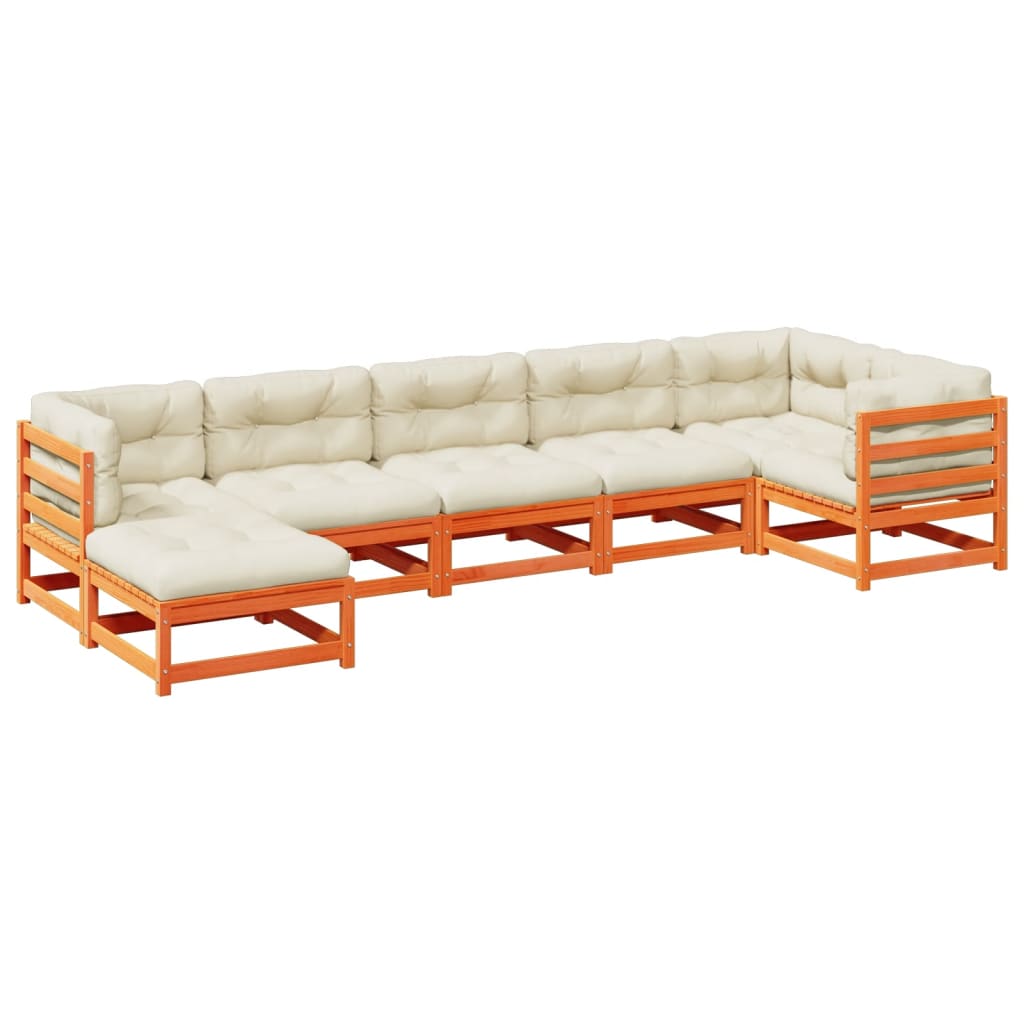 7-delige Loungeset met kussens massief grenenhout wasbruin is nu te koop bij PeponiXL, paradijselijk wonen!