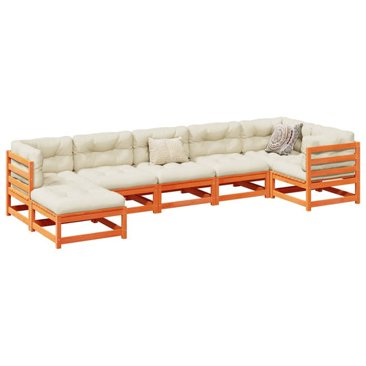 7-delige Loungeset met kussens massief grenenhout wasbruin is nu te koop bij PeponiXL, paradijselijk wonen!