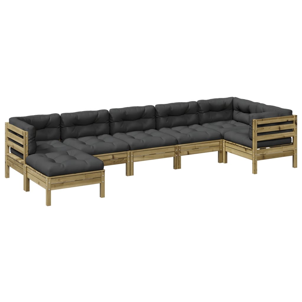 7-delige Loungeset met kussens geïmpregneerd grenenhout is nu te koop bij PeponiXL, paradijselijk wonen!