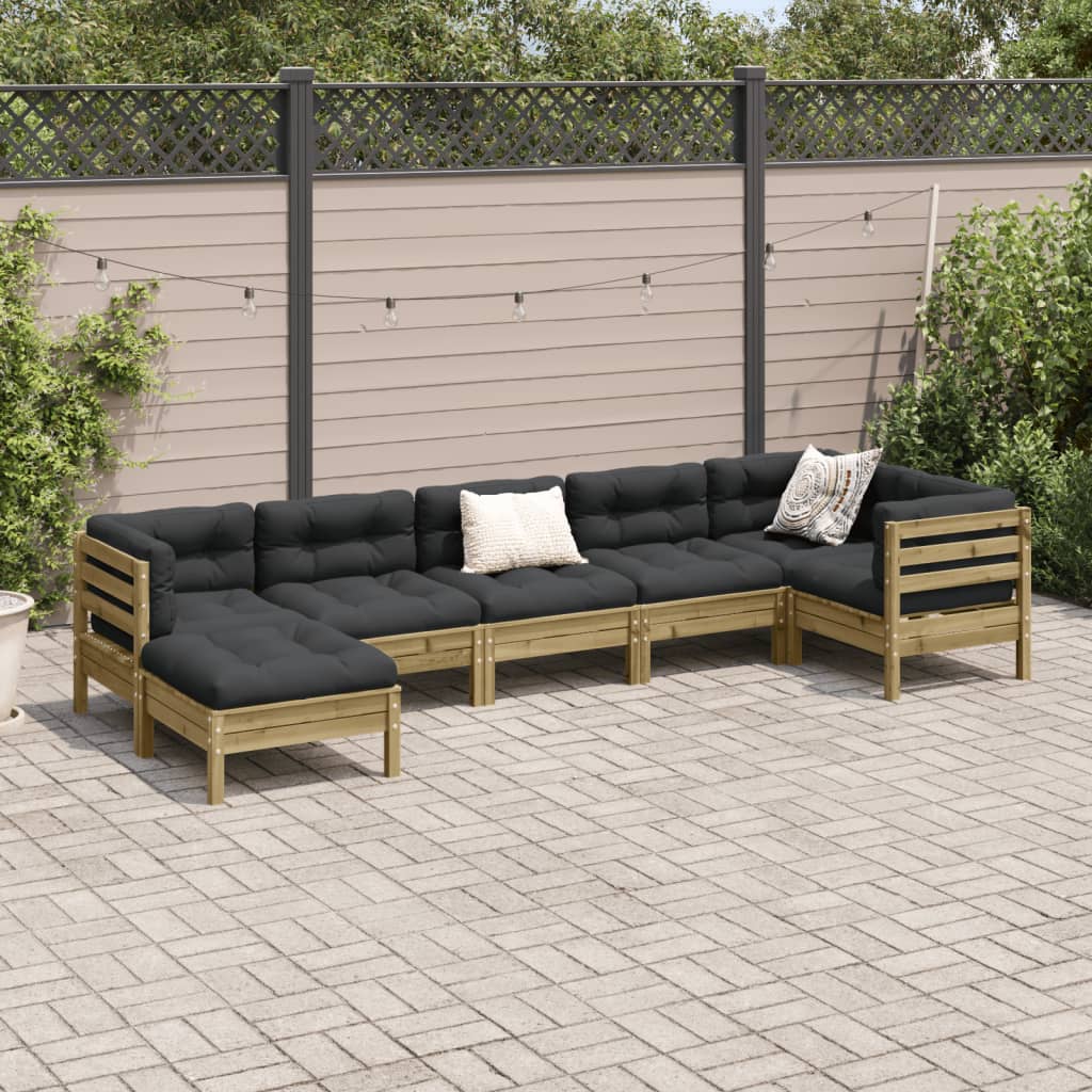 7-delige Loungeset met kussens geïmpregneerd grenenhout is nu te koop bij PeponiXL, paradijselijk wonen!
