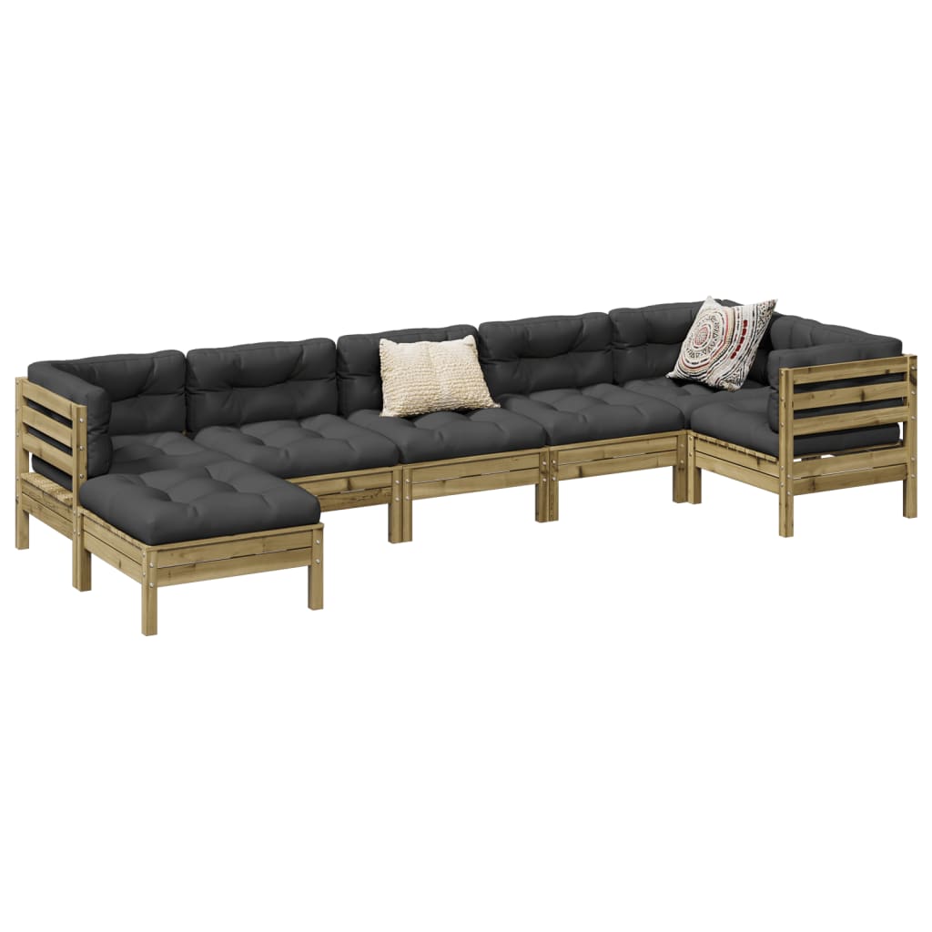 7-delige Loungeset met kussens geïmpregneerd grenenhout is nu te koop bij PeponiXL, paradijselijk wonen!