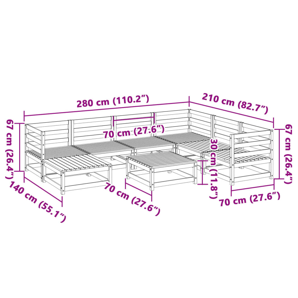 8-delige Loungeset massief grenenhout is nu te koop bij PeponiXL, paradijselijk wonen!