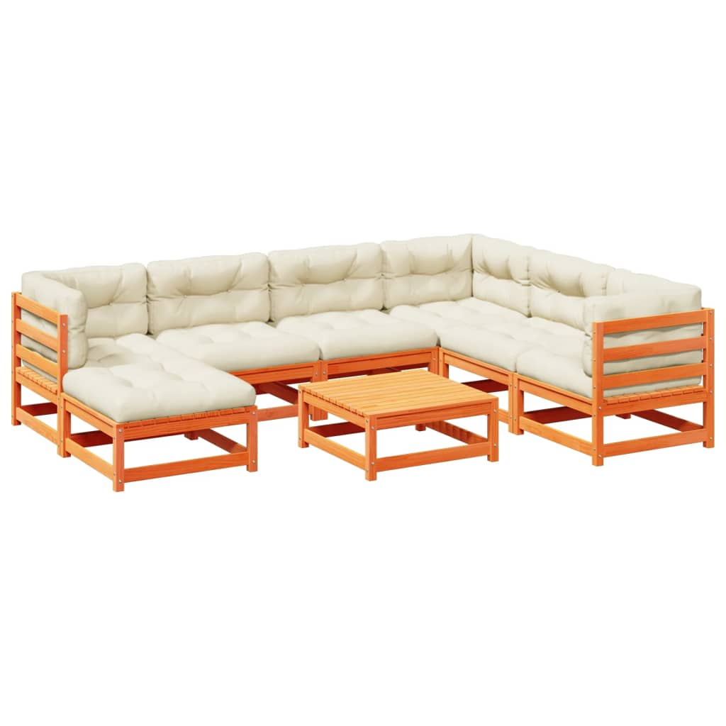 8-delige Loungeset met kussens massief grenenhout wasbruin is nu te koop bij PeponiXL, paradijselijk wonen!