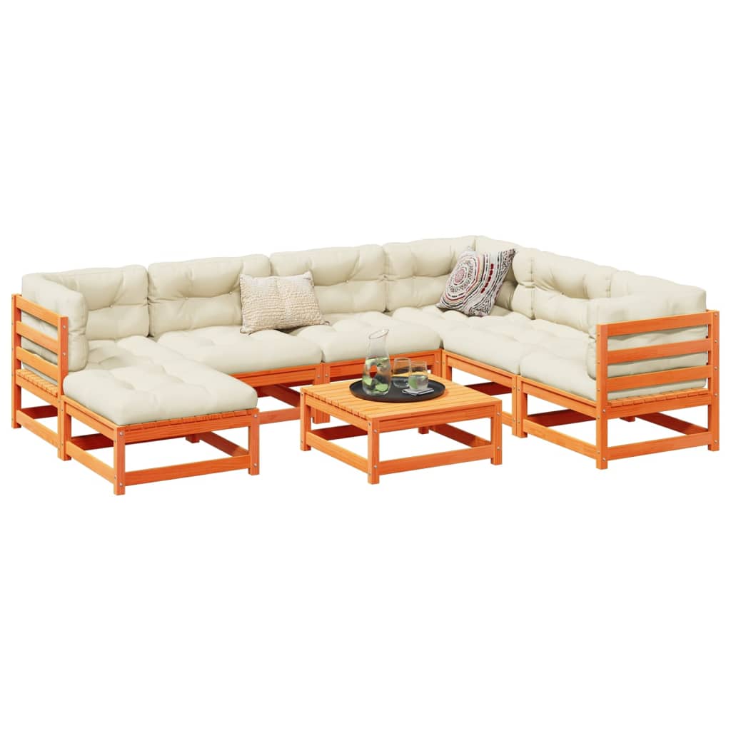 8-delige Loungeset met kussens massief grenenhout wasbruin is nu te koop bij PeponiXL, paradijselijk wonen!
