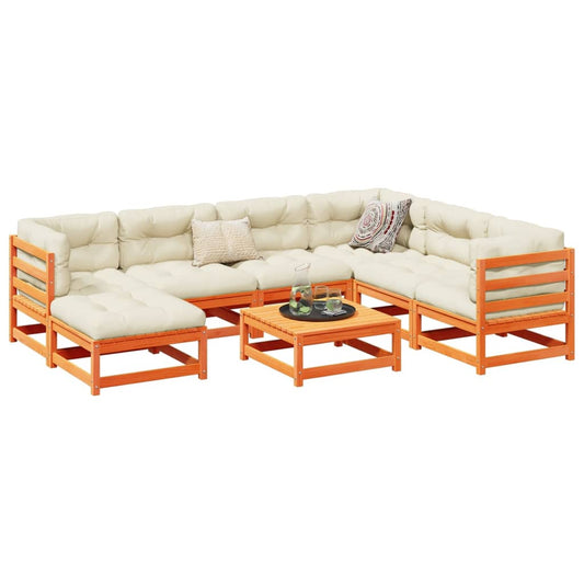 8-delige Loungeset met kussens massief grenenhout wasbruin is nu te koop bij PeponiXL, paradijselijk wonen!