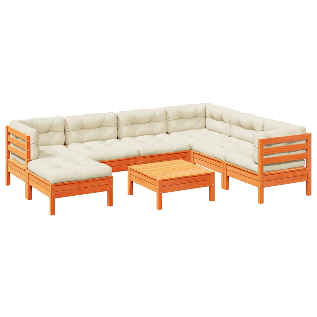 8-delige Loungeset met kussens massief grenenhout wasbruin is nu te koop bij PeponiXL, paradijselijk wonen!