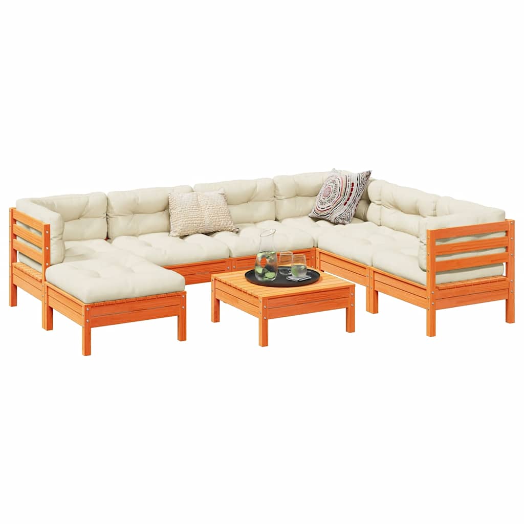 8-delige Loungeset met kussens massief grenenhout wasbruin is nu te koop bij PeponiXL, paradijselijk wonen!
