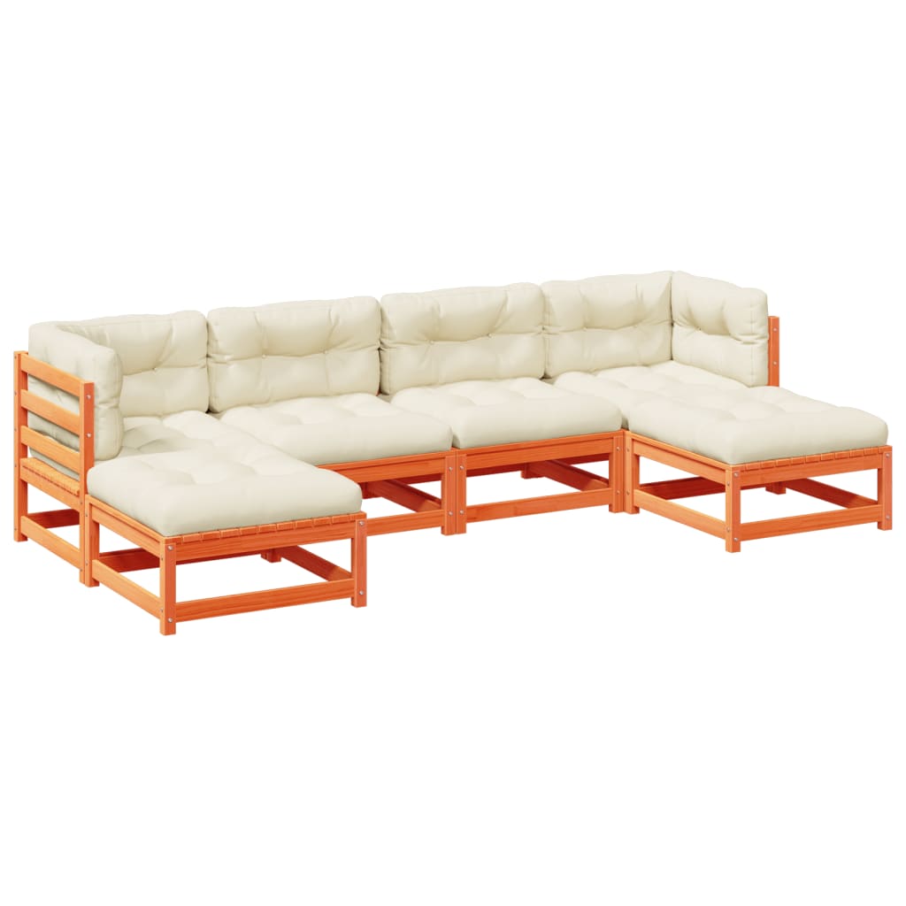 6-delige Loungeset met kussens massief grenenhout wasbruin is nu te koop bij PeponiXL, paradijselijk wonen!