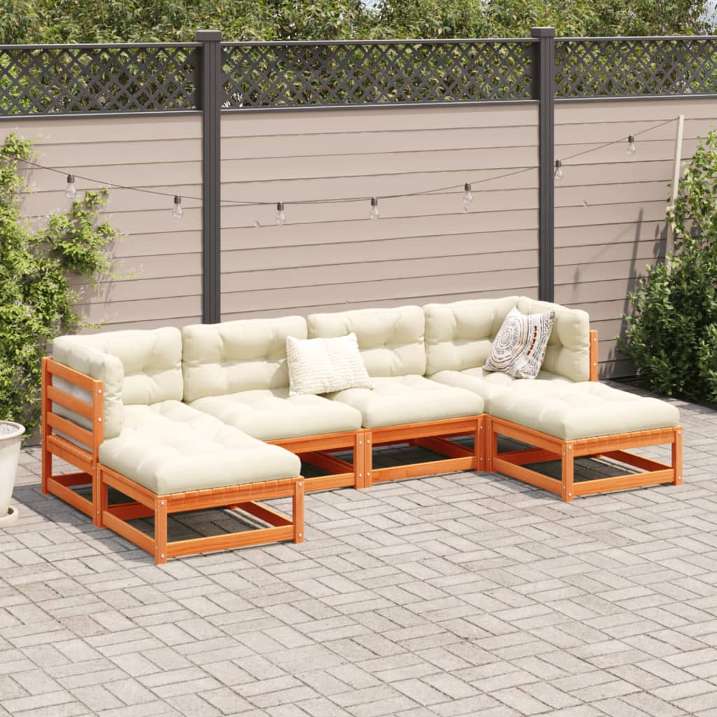 6-delige Loungeset met kussens massief grenenhout wasbruin is nu te koop bij PeponiXL, paradijselijk wonen!