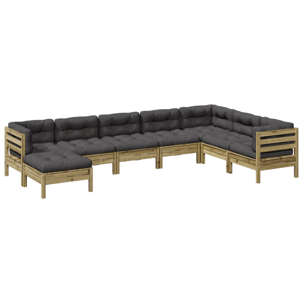8-delige Loungeset met kussens geïmpregneerd grenenhout is nu te koop bij PeponiXL, paradijselijk wonen!