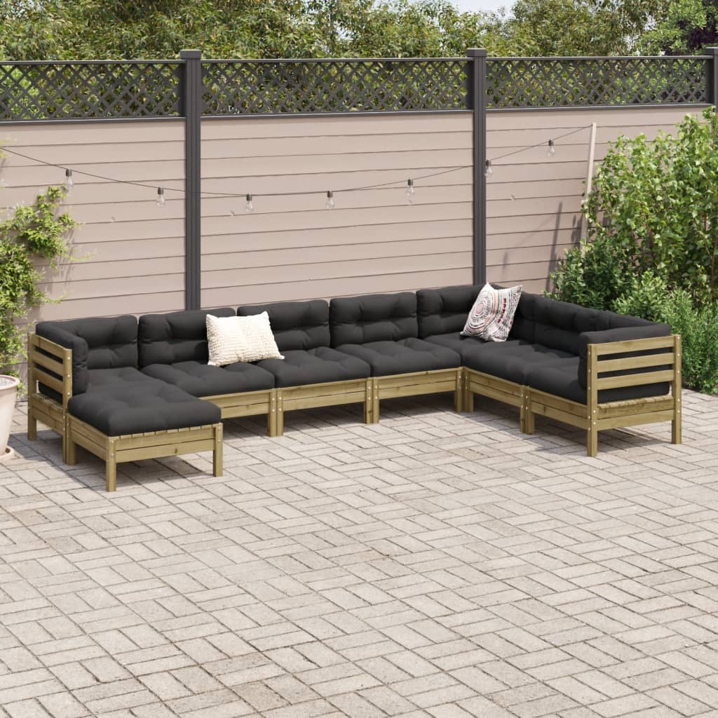 8-delige Loungeset met kussens geïmpregneerd grenenhout is nu te koop bij PeponiXL, paradijselijk wonen!
