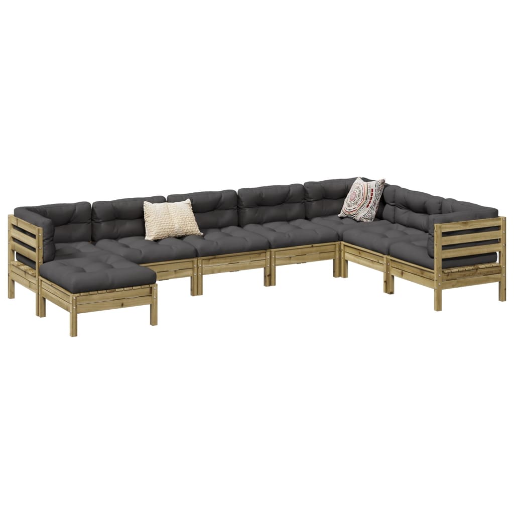 8-delige Loungeset met kussens geïmpregneerd grenenhout is nu te koop bij PeponiXL, paradijselijk wonen!