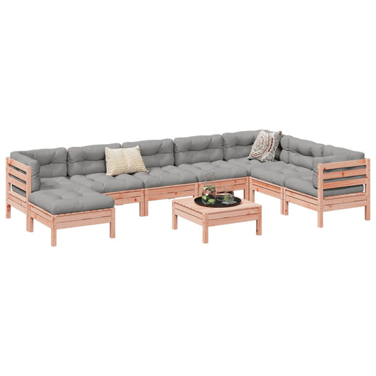 9-delige Loungeset met kussens massief douglas vurenhout is nu te koop bij PeponiXL, paradijselijk wonen!