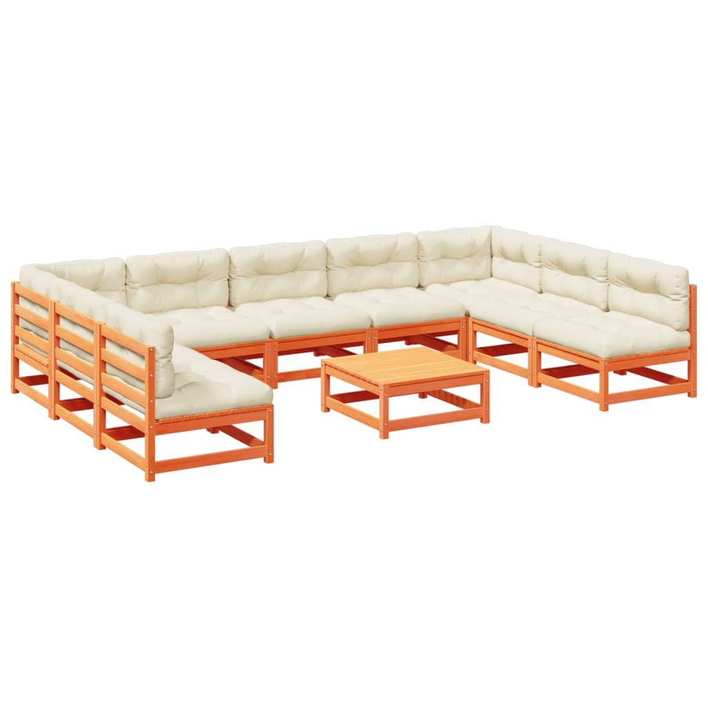 10-delige Loungeset met kussens massief grenenhout wasbruin is nu te koop bij PeponiXL, paradijselijk wonen!