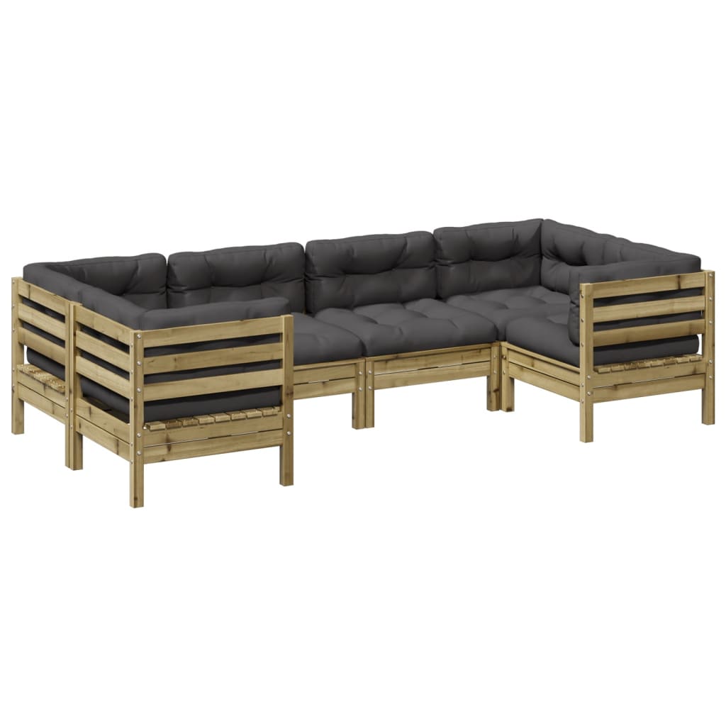 6-delige Loungeset met kussens geïmpregneerd grenenhout is nu te koop bij PeponiXL, paradijselijk wonen!