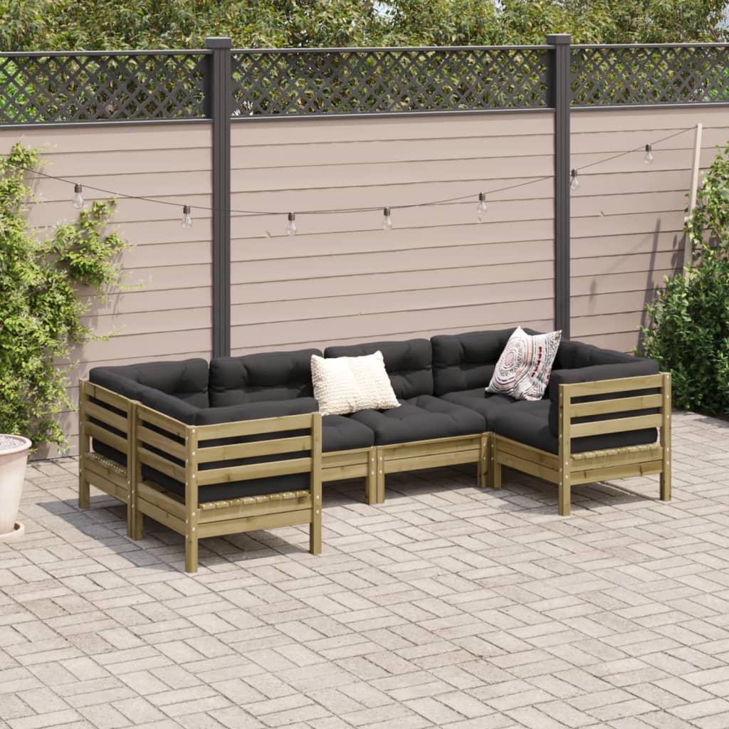 6-delige Loungeset met kussens geïmpregneerd grenenhout is nu te koop bij PeponiXL, paradijselijk wonen!