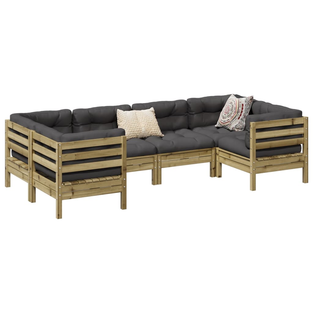 6-delige Loungeset met kussens geïmpregneerd grenenhout is nu te koop bij PeponiXL, paradijselijk wonen!