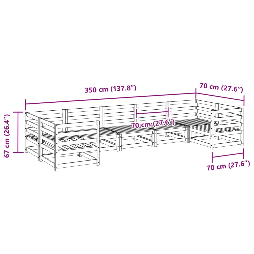 7-delige Loungeset massief grenenhout