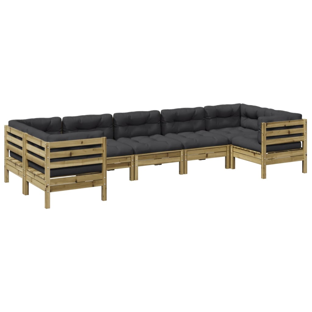 7-delige Loungeset met kussens geïmpregneerd grenenhout is nu te koop bij PeponiXL, paradijselijk wonen!