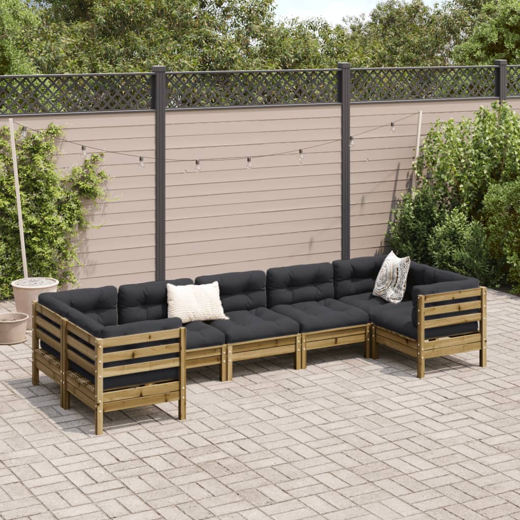 7-delige Loungeset met kussens geïmpregneerd grenenhout is nu te koop bij PeponiXL, paradijselijk wonen!