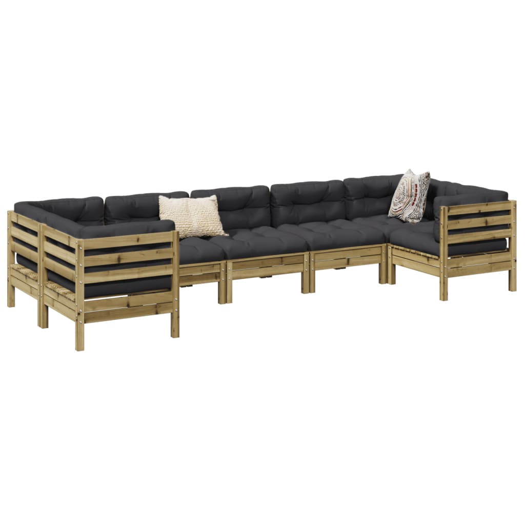 7-delige Loungeset met kussens geïmpregneerd grenenhout is nu te koop bij PeponiXL, paradijselijk wonen!
