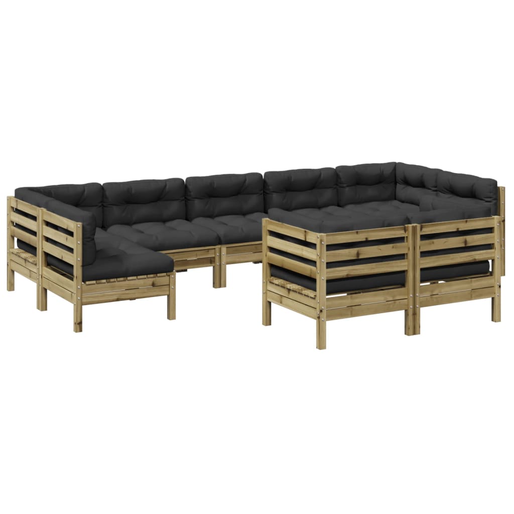 9-delige Loungeset met kussens geïmpregneerd grenenhout is nu te koop bij PeponiXL, paradijselijk wonen!