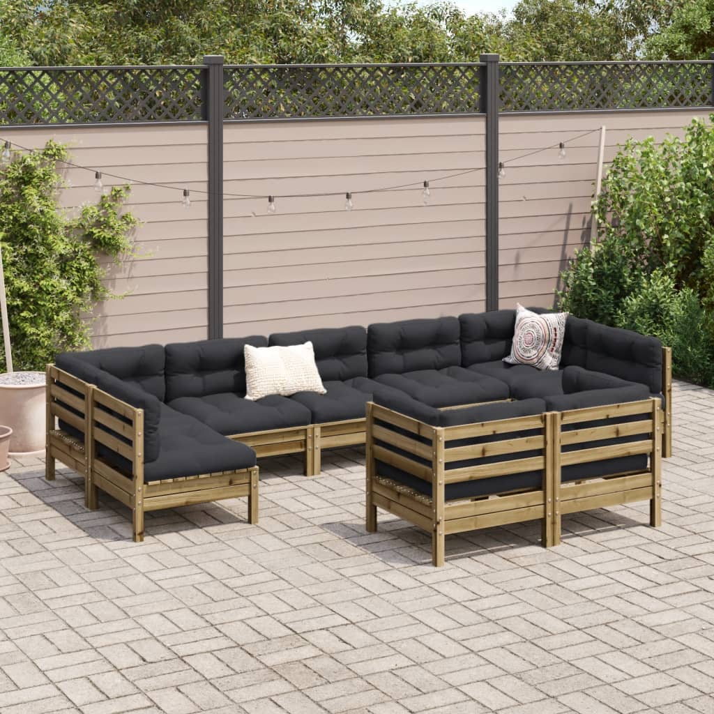 9-delige Loungeset met kussens geïmpregneerd grenenhout is nu te koop bij PeponiXL, paradijselijk wonen!