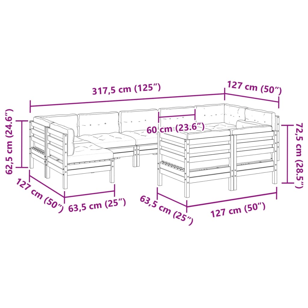 9-delige Loungeset met kussens geïmpregneerd grenenhout is nu te koop bij PeponiXL, paradijselijk wonen!