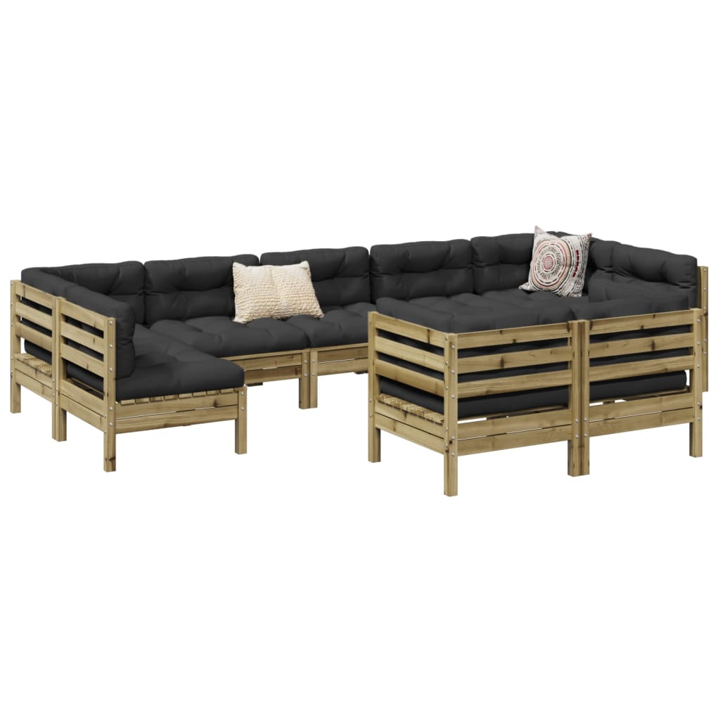 9-delige Loungeset met kussens geïmpregneerd grenenhout is nu te koop bij PeponiXL, paradijselijk wonen!