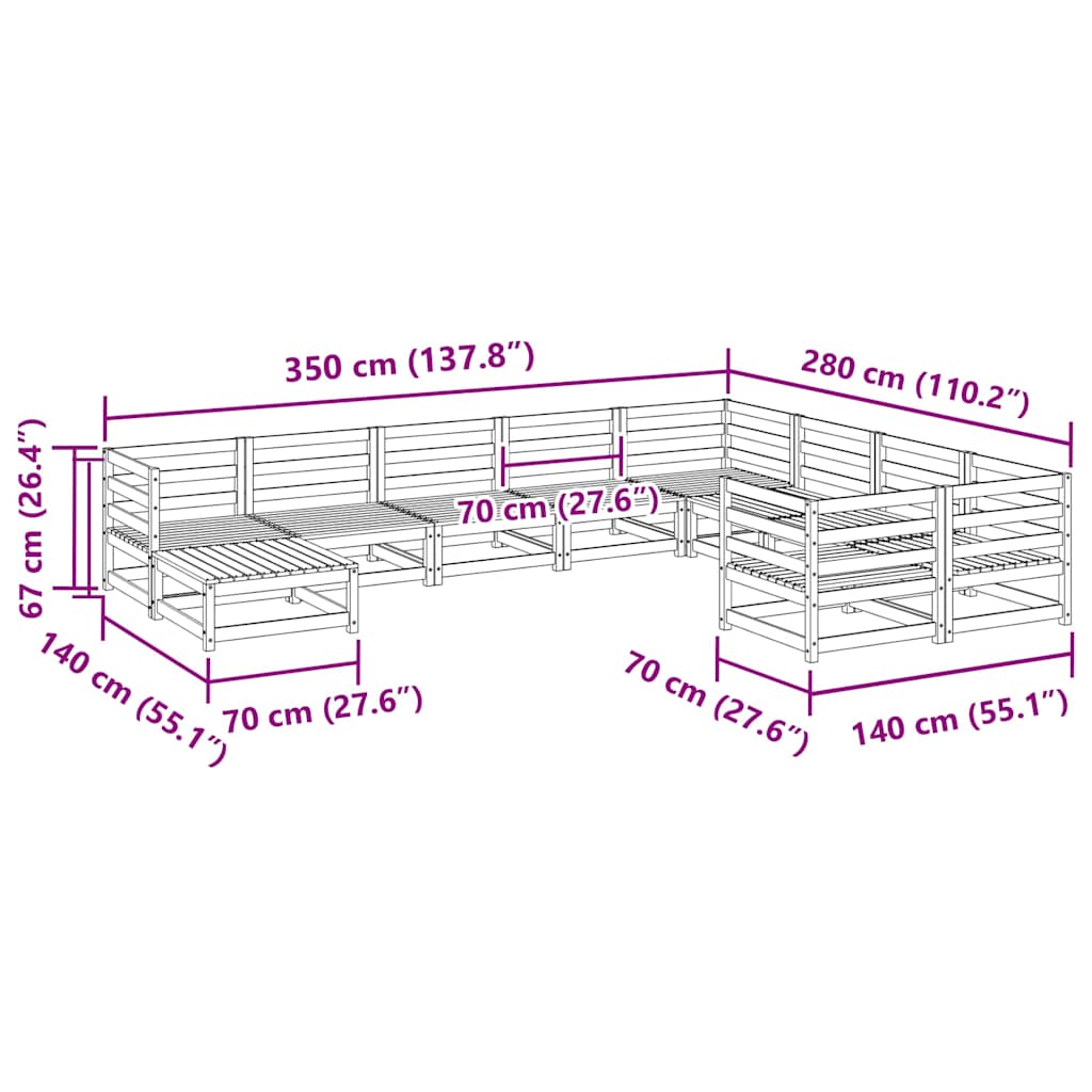 10-delige Loungeset massief douglas vurenhout is nu te koop bij PeponiXL, paradijselijk wonen!