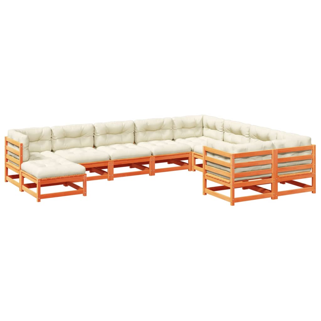 10-delige Loungeset met kussens massief grenenhout wasbruin is nu te koop bij PeponiXL, paradijselijk wonen!
