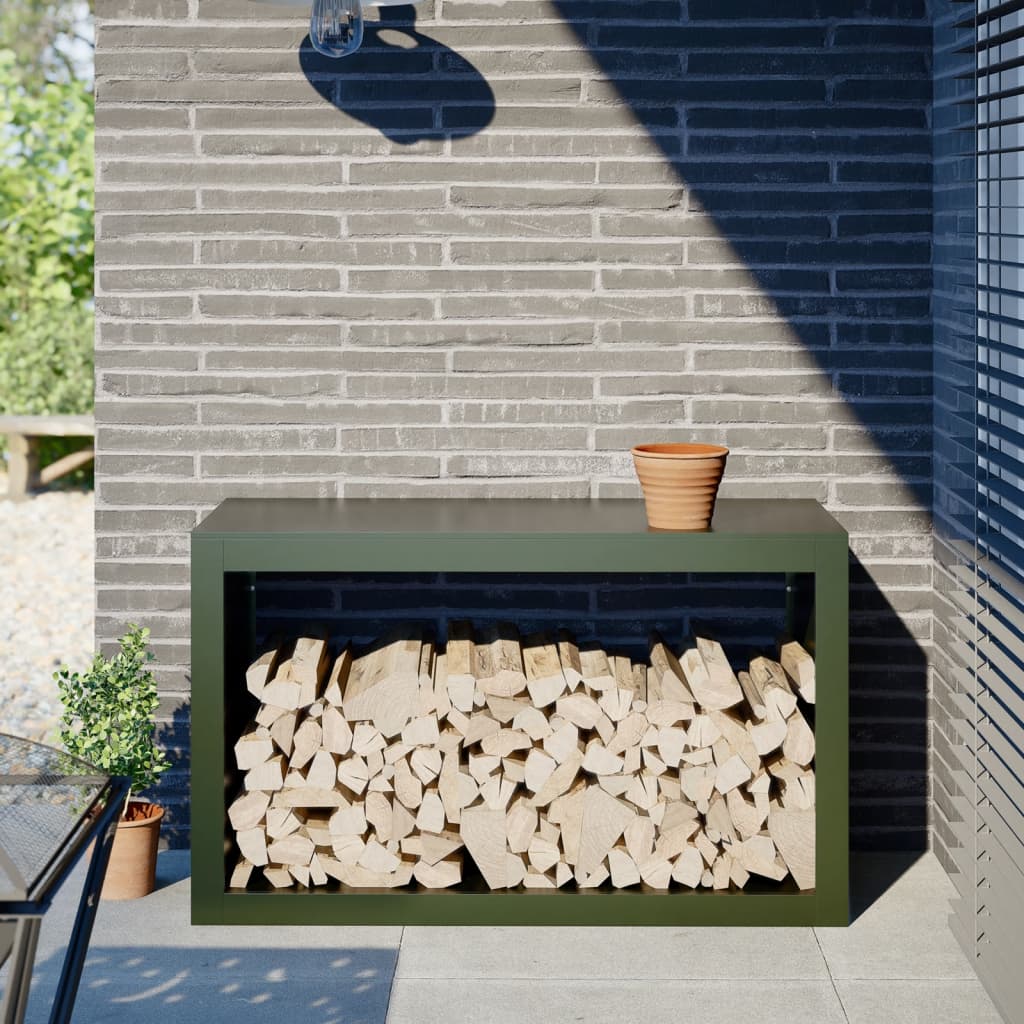 Haardhoutrek 100x40x60 cm staal groen is nu te koop bij PeponiXL, paradijselijk wonen!