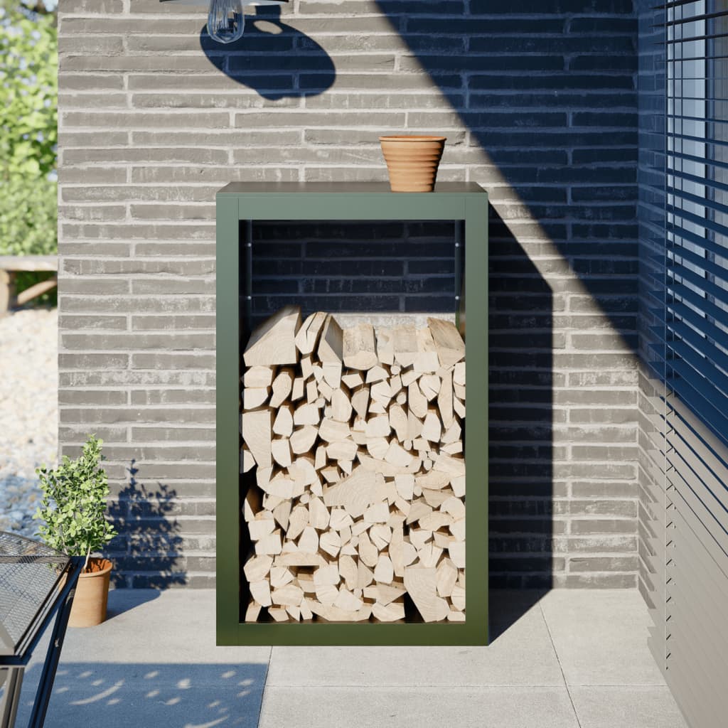 Haardhoutrek 60x40x100 cm staal groen is nu te koop bij PeponiXL, paradijselijk wonen!