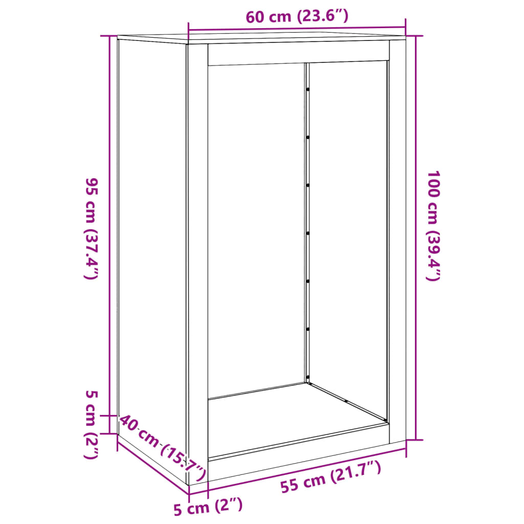 Haardhoutrek 60x40x100 cm roestvrij staal is nu te koop bij PeponiXL, paradijselijk wonen!