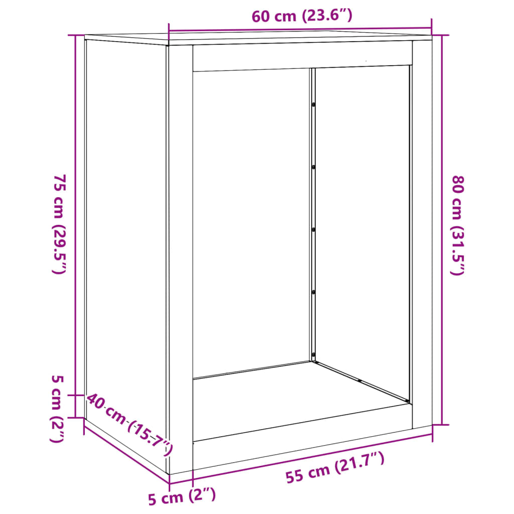 Haardhoutrek 60x40x80 cm staal antracietkleurig is nu te koop bij PeponiXL, paradijselijk wonen!