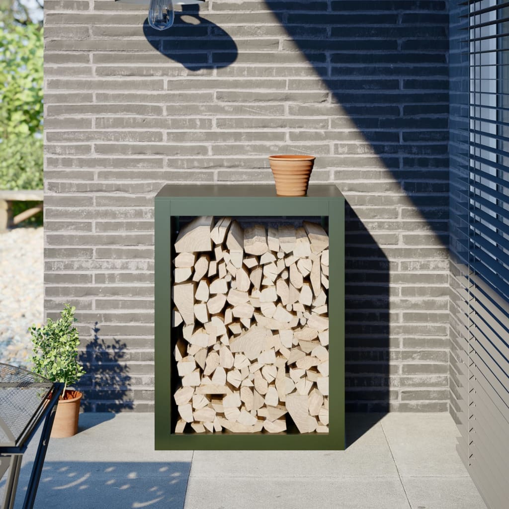Haardhoutrek 60x40x80 cm staal groen is nu te koop bij PeponiXL, paradijselijk wonen!
