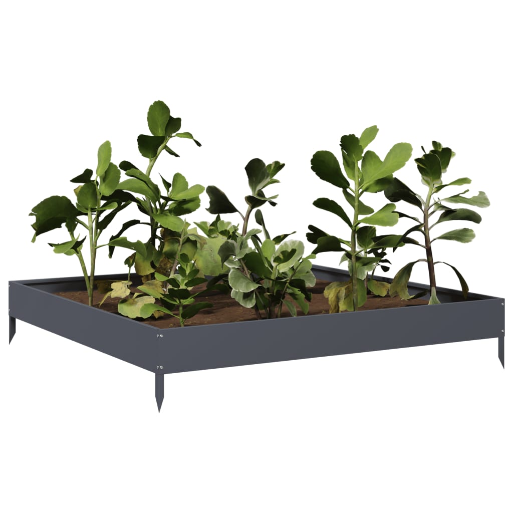 Plantenbak verhoogd 100x100x18,5 cm staal antracietkleurig is nu te koop bij PeponiXL, paradijselijk wonen!