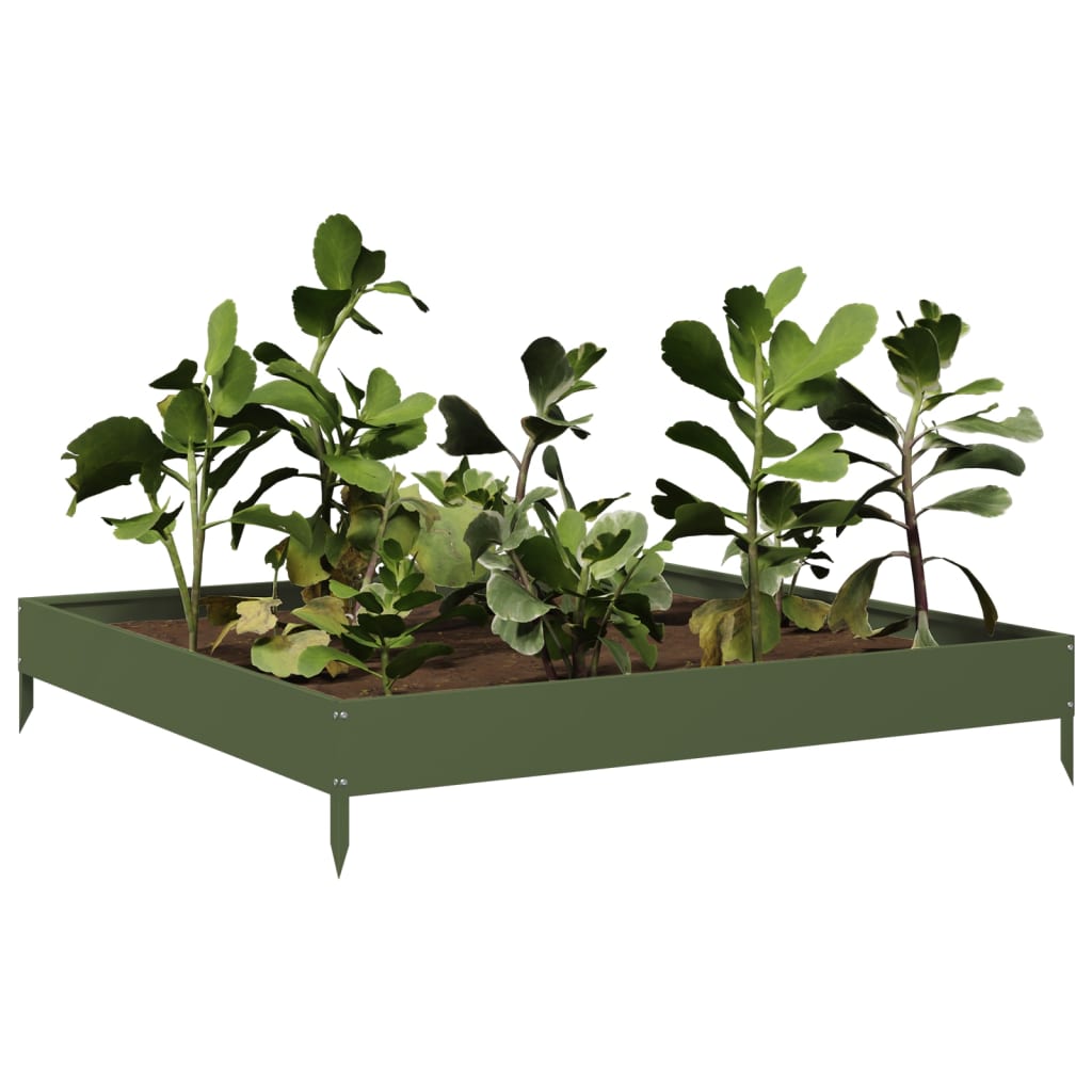 Plantenbak verhoogd 100x100x18,5 cm staal olijfgroen is nu te koop bij PeponiXL, paradijselijk wonen!