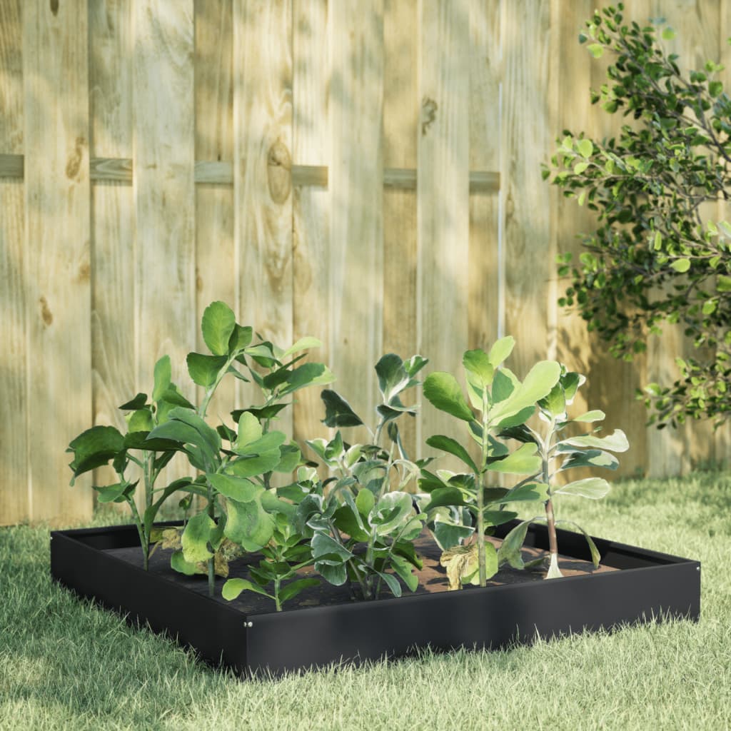 Plantenbak verhoogd 100x100x26 cm staal zwart is nu te koop bij PeponiXL, paradijselijk wonen!