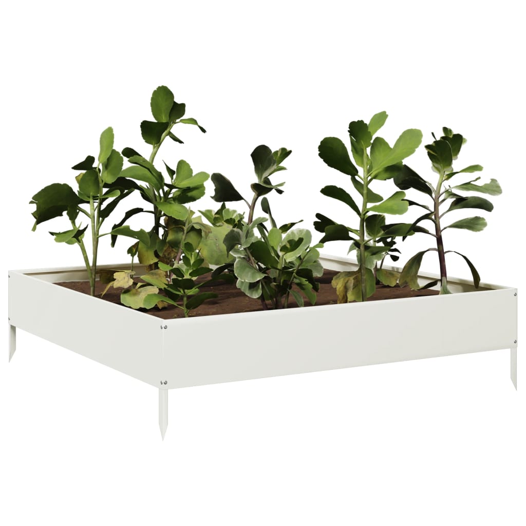 Plantenbak verhoogd 100x100x26 cm staal wit is nu te koop bij PeponiXL, paradijselijk wonen!