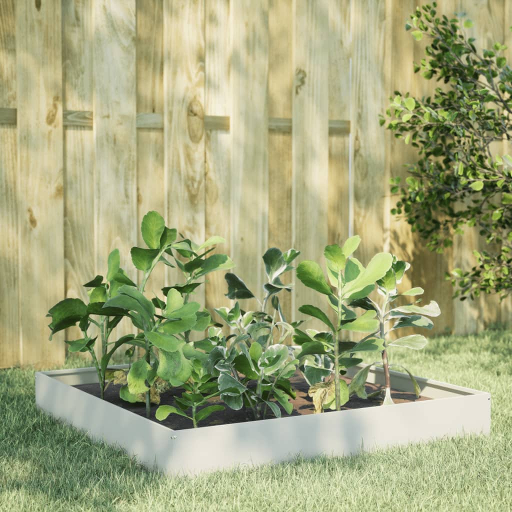 Plantenbak verhoogd 100x100x26 cm staal wit is nu te koop bij PeponiXL, paradijselijk wonen!